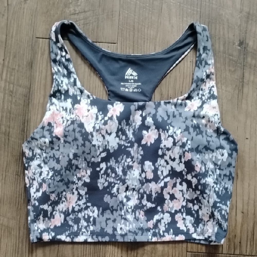 RBX Floral Sports Bra - Black and Pink